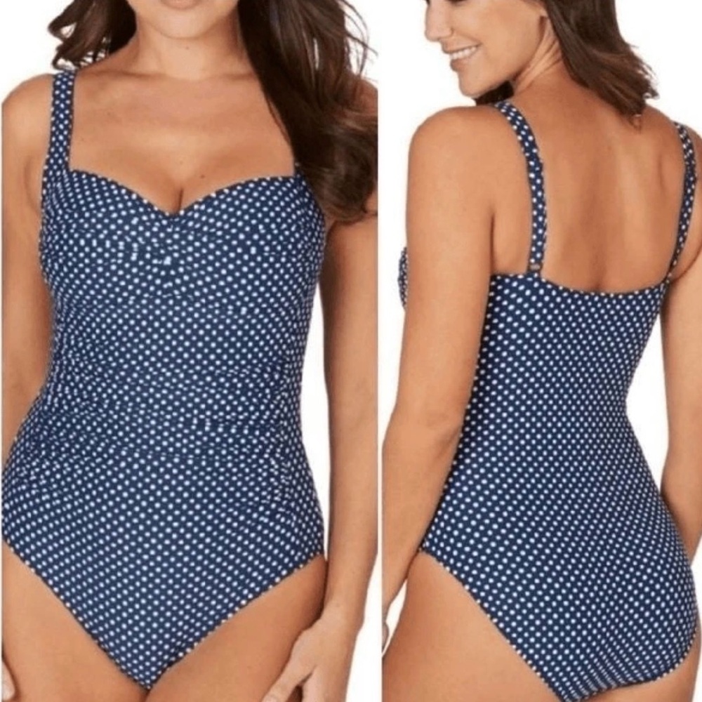 10 Niptuck nip tuck One-Piece Swimsuit swim one piece navy white polka dot